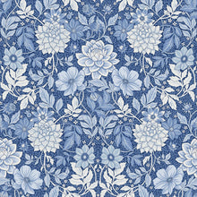 6141 Dahlia Garden Dark Blue and White Blue & White Wallpaper by Boråstapeter