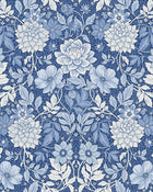 6141 Dahlia Garden Dark Blue and White Blue & White Wallpaper by Boråstapeter