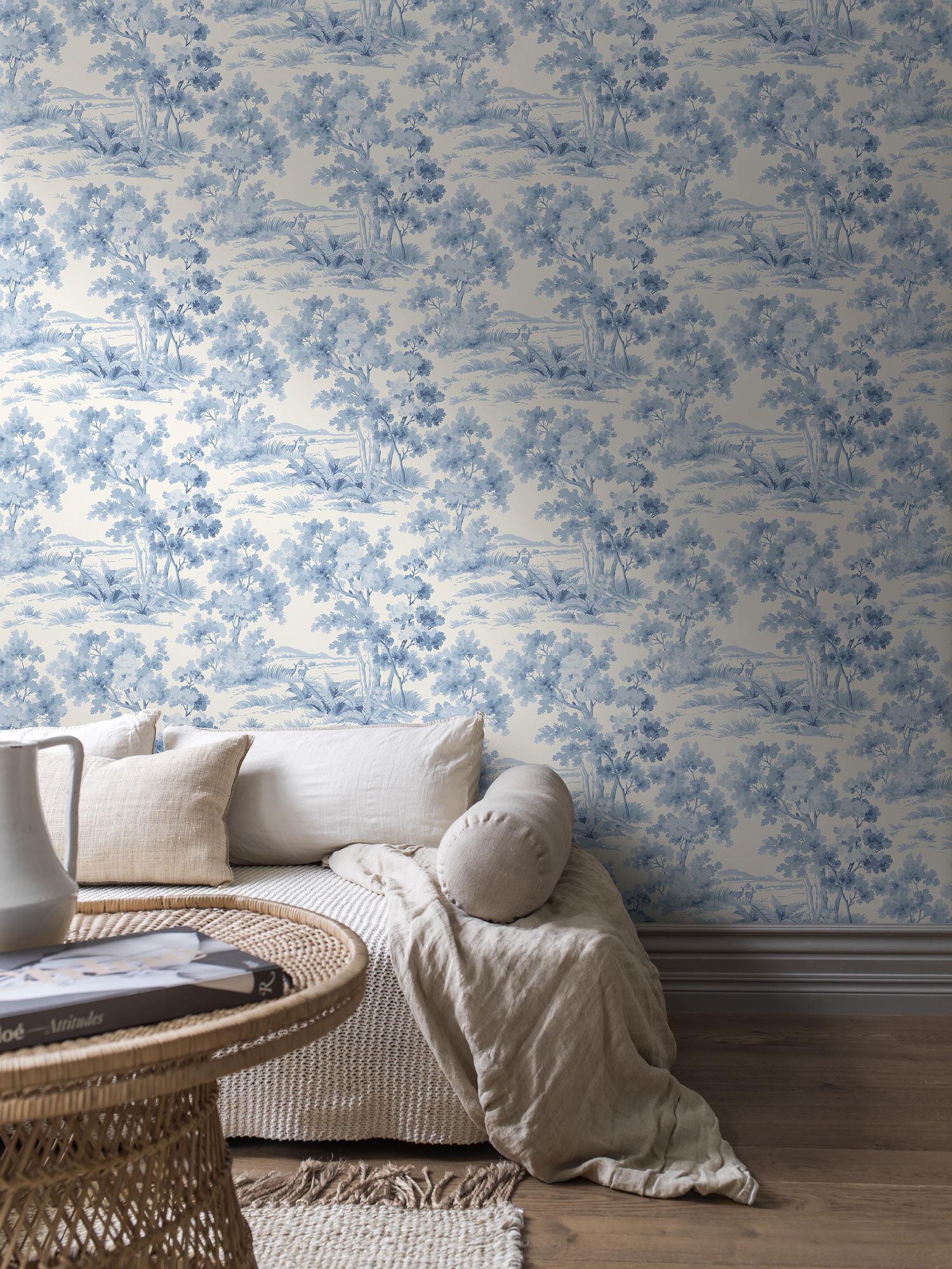 6142 Countryside Morning Light Blue and White Blue & White Wallpaper by Boråstapeter