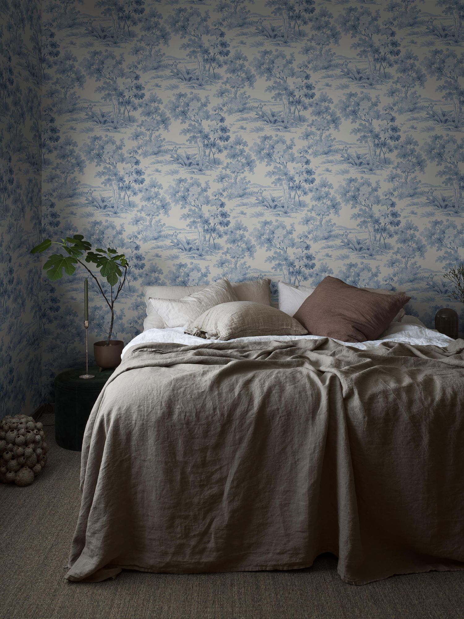 6142 Countryside Morning Light Blue and White Blue & White Wallpaper by Boråstapeter
