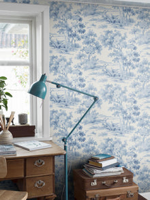 6142 Countryside Morning Light Blue and White Blue & White Wallpaper by Boråstapeter