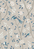 Paradise Birds Light Blue and White Blue & White Wallpaper by Boråstapeter