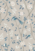 6143 Paradise Birds Light Blue and White Blue & White Wallpaper by Boråstapeter