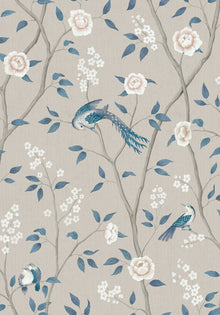 6143 Paradise Birds Light Blue and White Blue & White Wallpaper by Boråstapeter