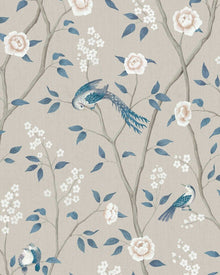6143 Paradise Birds Light Blue and White Blue & White Wallpaper by Boråstapeter