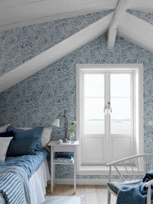 6145 Nocturne Light Blue and White Blue & White Wallpaper by Boråstapeter