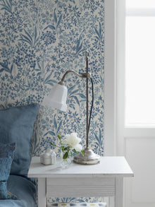 6145 Nocturne Light Blue and White Blue & White Wallpaper by Boråstapeter