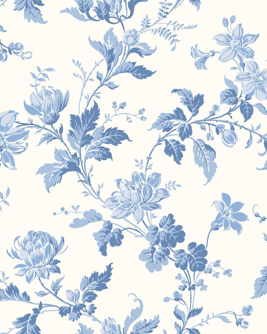 6146 Blomslinga Light Blue and White Blue & White Wallpaper by Boråstapeter