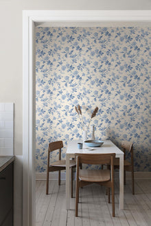6146 Blomslinga Light Blue and White Blue & White Wallpaper by Boråstapeter