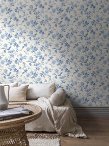 6146 Blomslinga Light Blue and White Blue & White Wallpaper by Boråstapeter