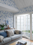 6146 Blomslinga Light Blue and White Blue & White Wallpaper by Boråstapeter