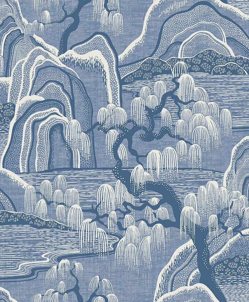 6147 Indigo Garden Dark Blue and White Blue & White Wallpaper by Boråstapeter