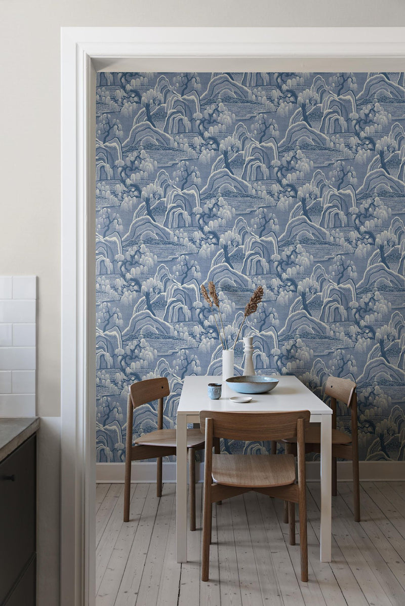 6147 Indigo Garden Dark Blue and White Blue & White Wallpaper by Boråstapeter