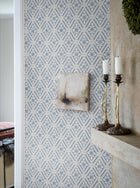6148 Ester Light Blue and White Blue & White Wallpaper by Boråstapeter