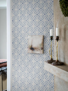 6148 Ester Light Blue and White Blue & White Wallpaper by Boråstapeter