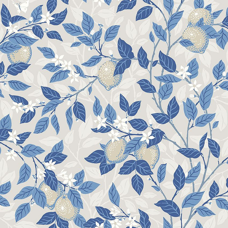 6149 Citronträd Light Blue and White Blue & White Wallpaper by Boråstapeter