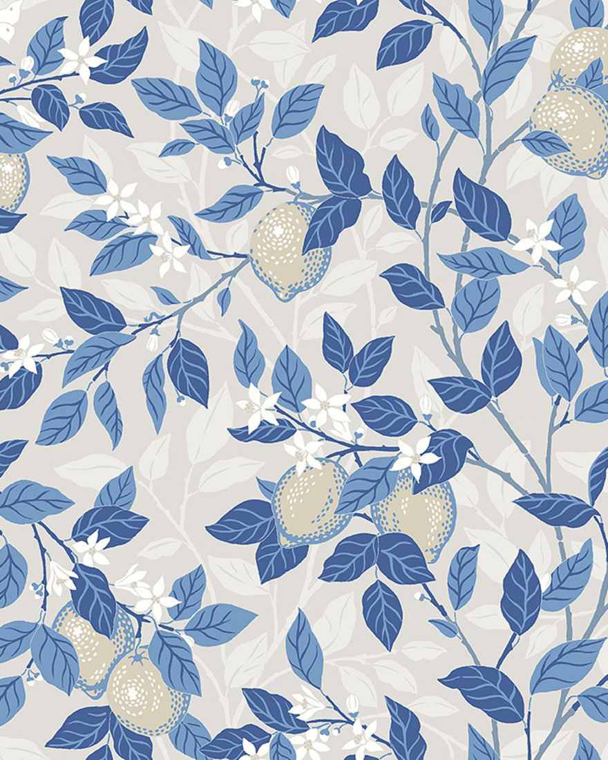 6149 Citronträd Light Blue and White Blue & White Wallpaper by Boråstapeter