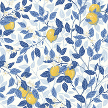 6150 Citronträd Light Blue Blue & White Wallpaper by Boråstapeter