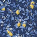 Citronträd Dark Blue Blue & White Wallpaper by Boråstapeter