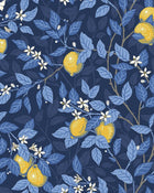 6151 Citronträd Dark Blue Blue & White Wallpaper by Boråstapeter