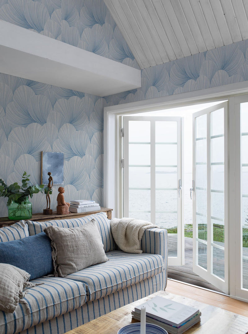 6152 Mirage Light Blue Blue & White Wallpaper by Boråstapeter