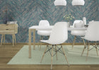 617542 Linares Chevron Teal Wallpaper by Rasch