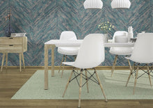 617542 Linares Chevron Teal Wallpaper by Rasch