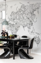 630-09 Black World Map Sandberg Edition Mural by Sandberg