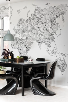 630-09 Black World Map Sandberg Edition Mural by Sandberg