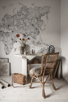 630-09 Black World Map Sandberg Edition Mural by Sandberg