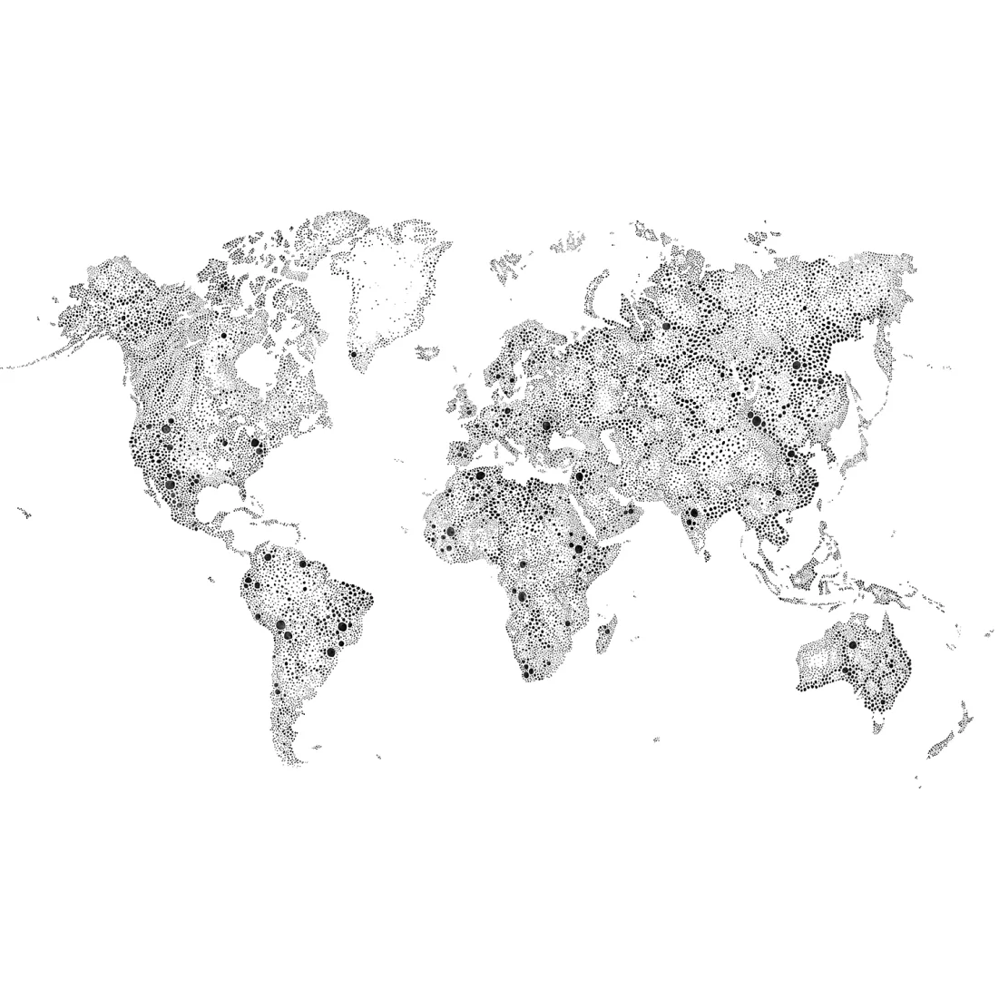 630-09 Black World Map Sandberg Edition Mural by Sandberg