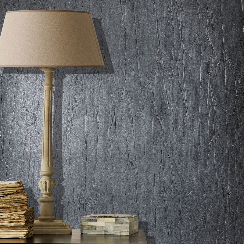 63412 Crushed Natural Opulence Blue Wallpaper By Galerie