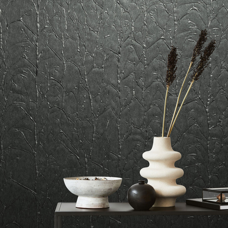 63418 Paper Geo Natural Opulence Black Wallpaper By Galerie