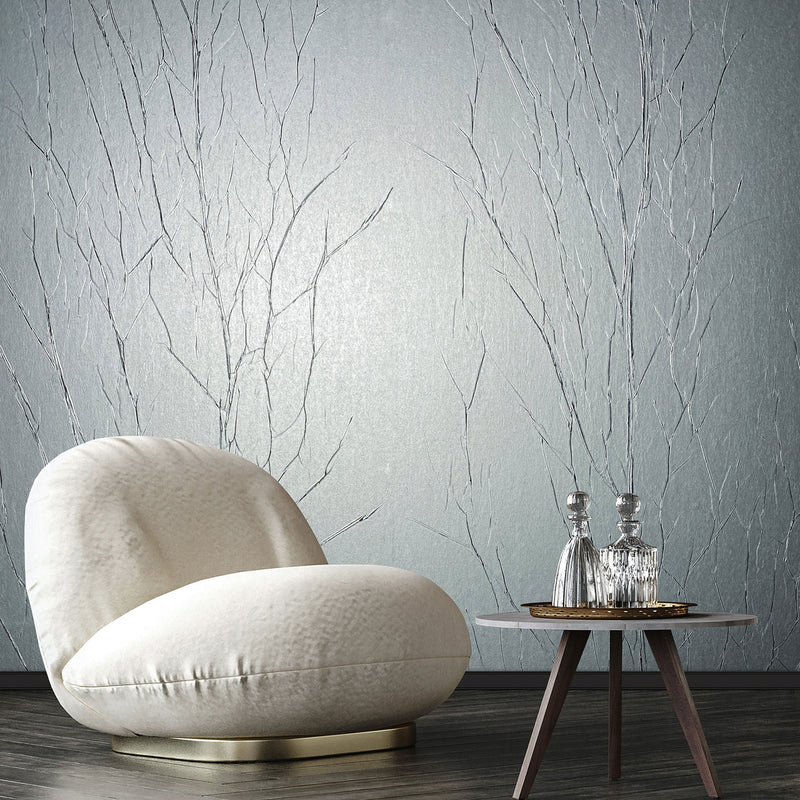 63425 Crinkle Natural Opulence Platinum Wallpaper By Galerie