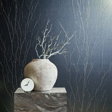 63426 Crinkle Natural Opulence Blue Gold Wallpaper By Galerie