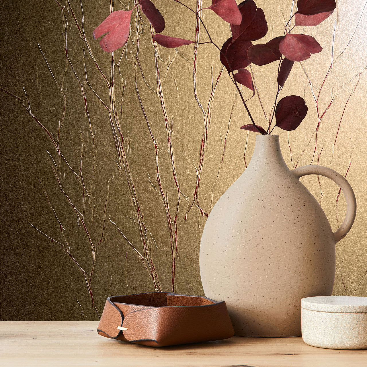 63427 Crinkle Natural Opulence Gold Wallpaper By Galerie