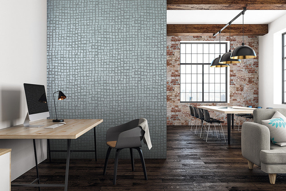 64865 Steel Blue Manhattan / Loft Tile Urban Classics Wallpaper By Hohenberger Galerie