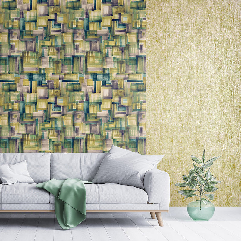 64994 Base Green Gold Crafted Wallpaper By Hohenberger