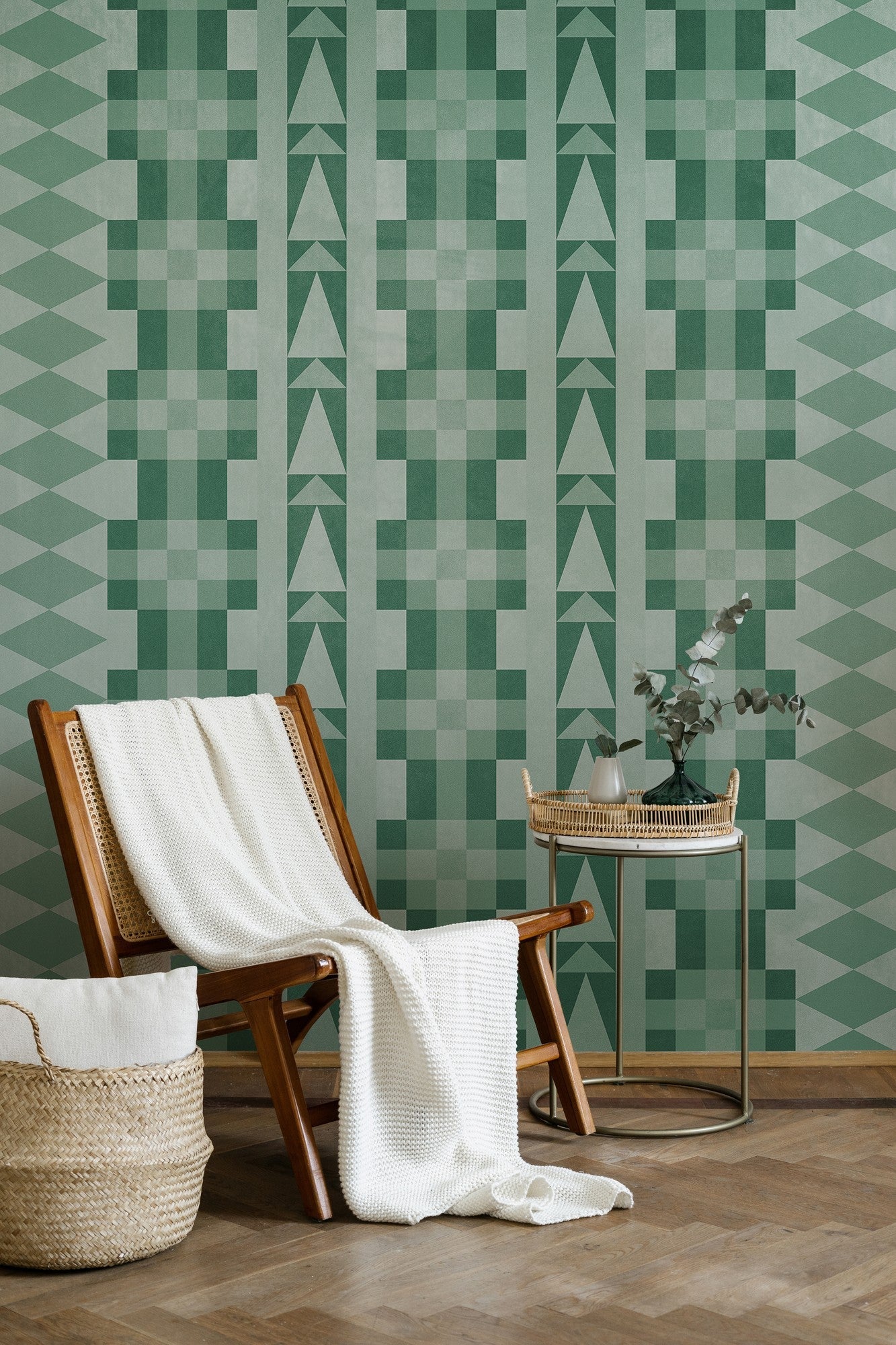 6500016 Navajo Green Random Papers Mural by Coordonné