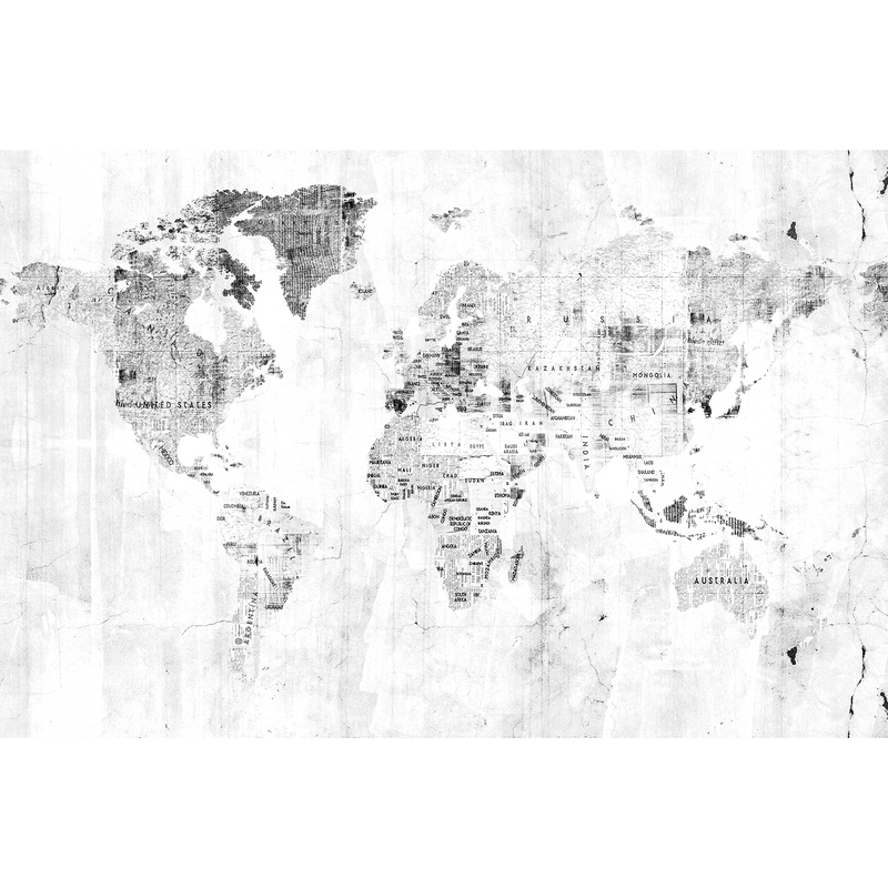 Newspaper Map White Random Papers Mural by Coordonné