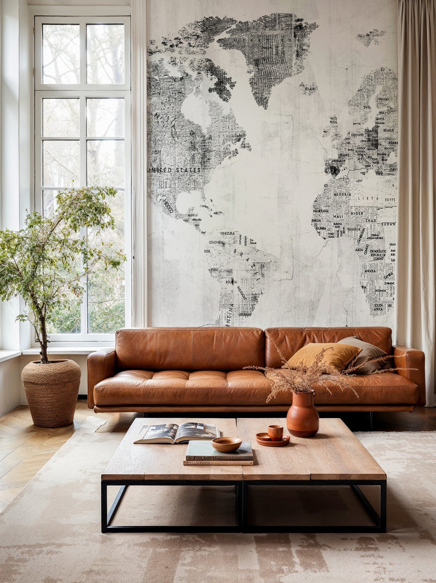 6500107 Newspaper Map White Random Papers Mural by Coordonné
