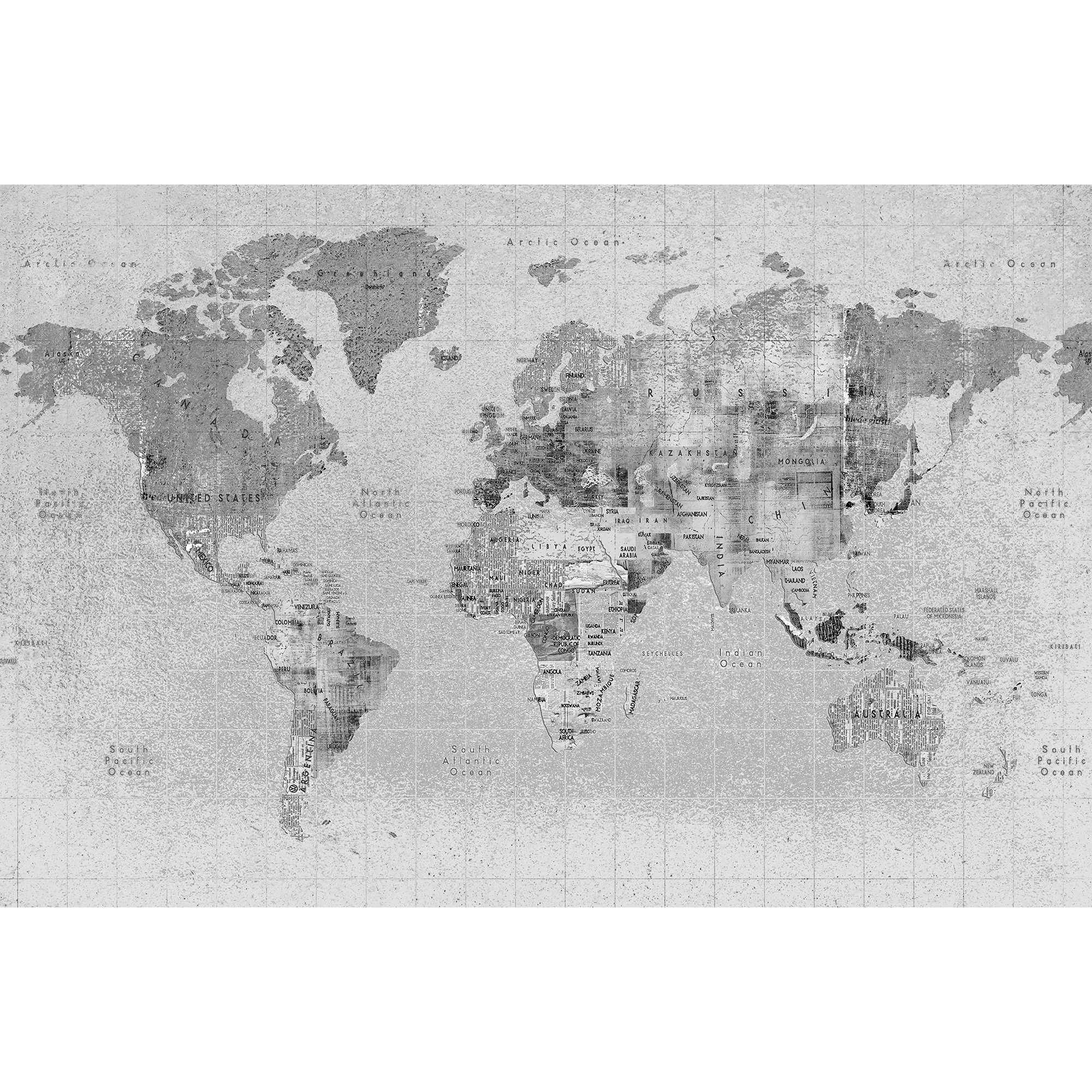 Newspaper Map Black Random Papers Mural by Coordonné