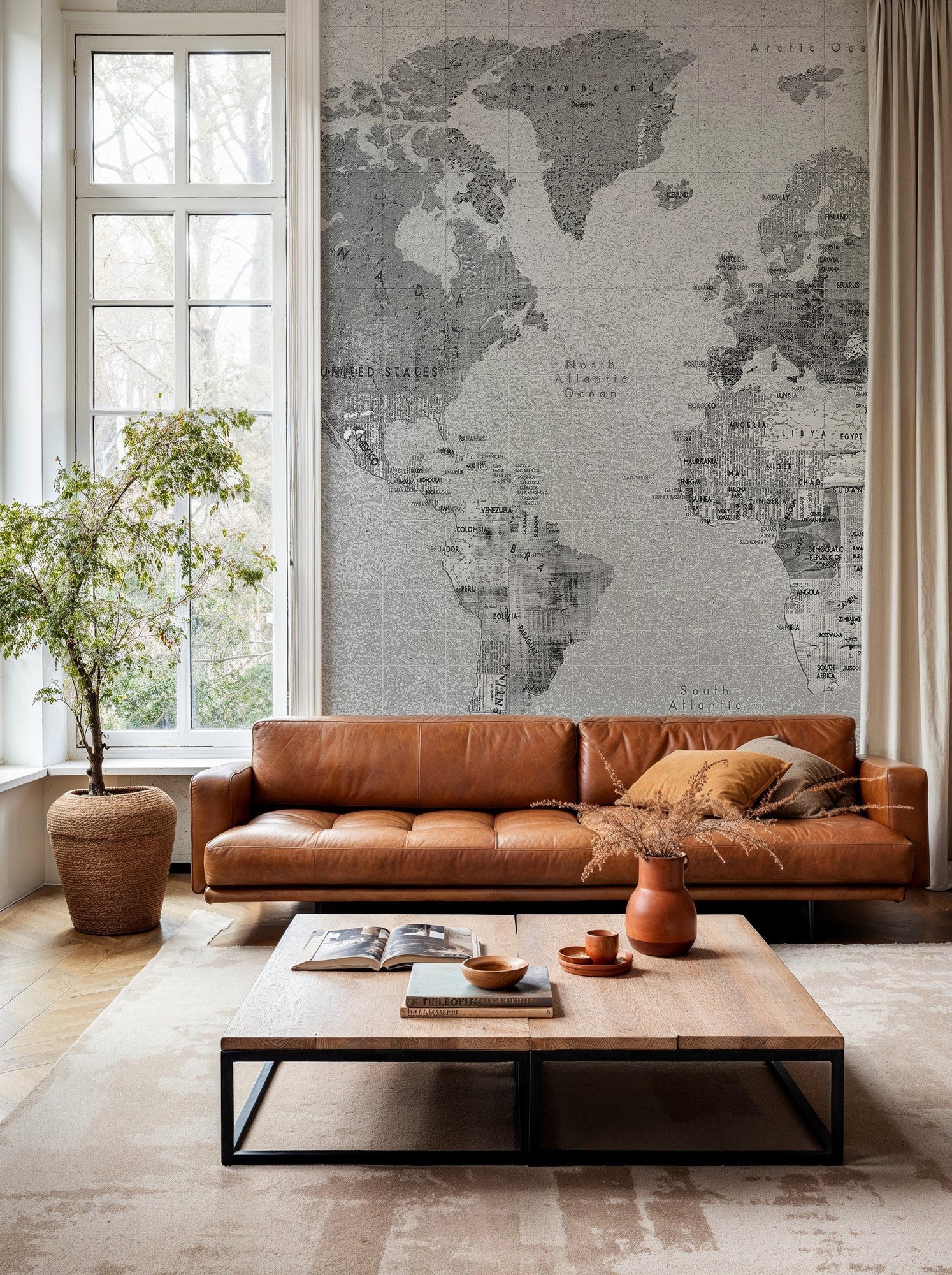 6500108 Newspaper Map Black Random Papers Mural by Coordonné