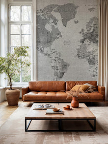 6500108 Newspaper Map Black Random Papers Mural by Coordonné