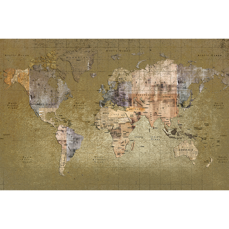Newspaper Map Color Random Papers Mural by Coordonné