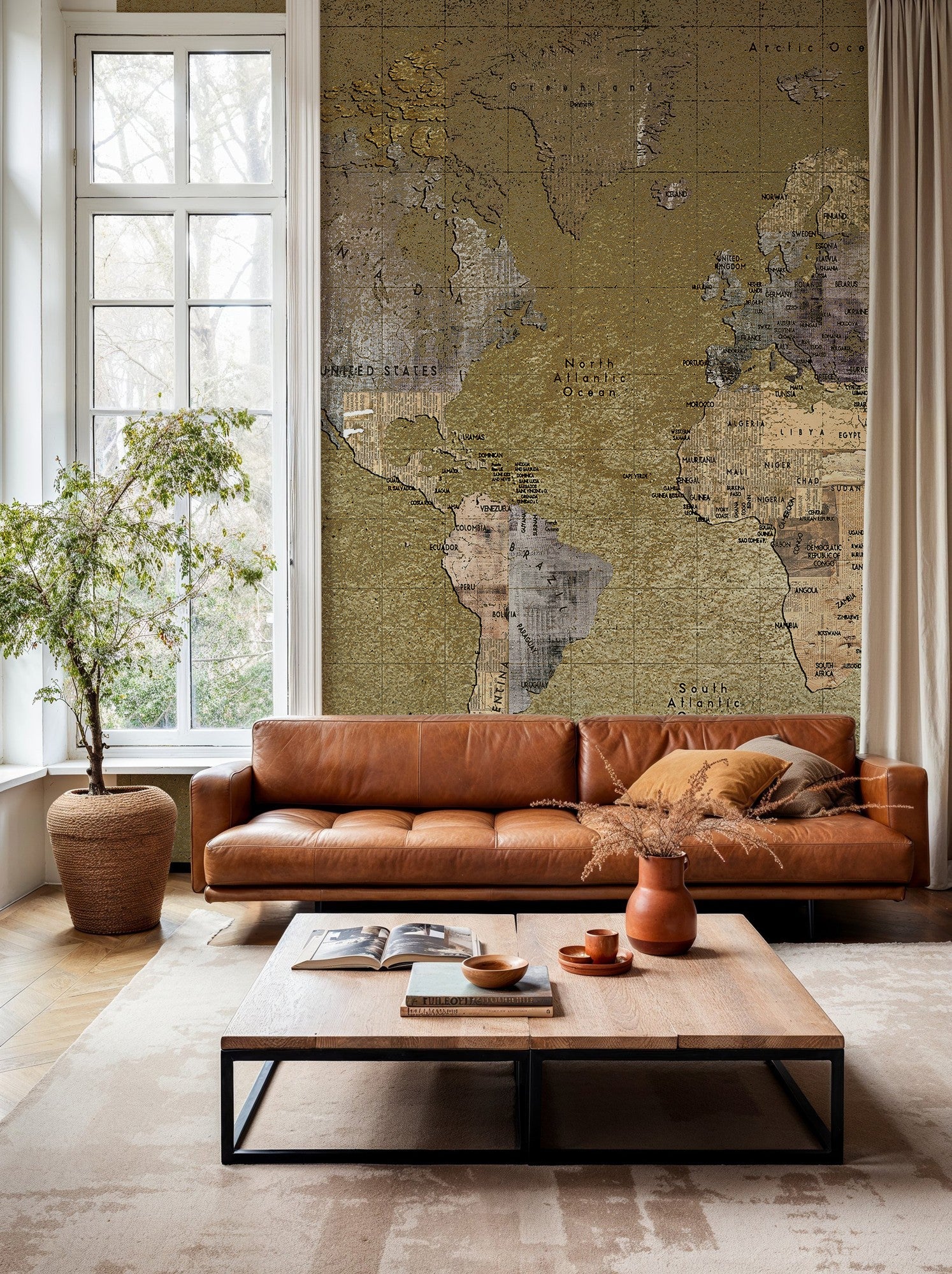 6500109 Newspaper Map Color Random Papers Mural by Coordonné