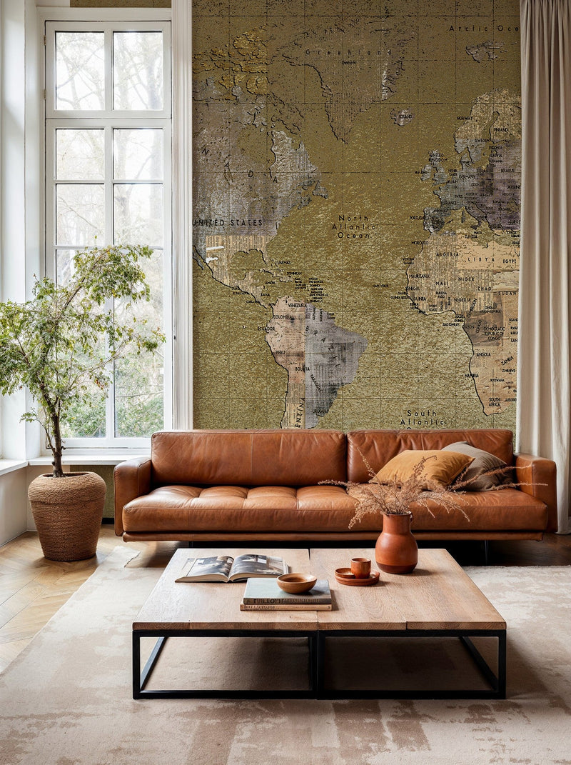 6500109 Newspaper Map Color Random Papers Mural by Coordonné