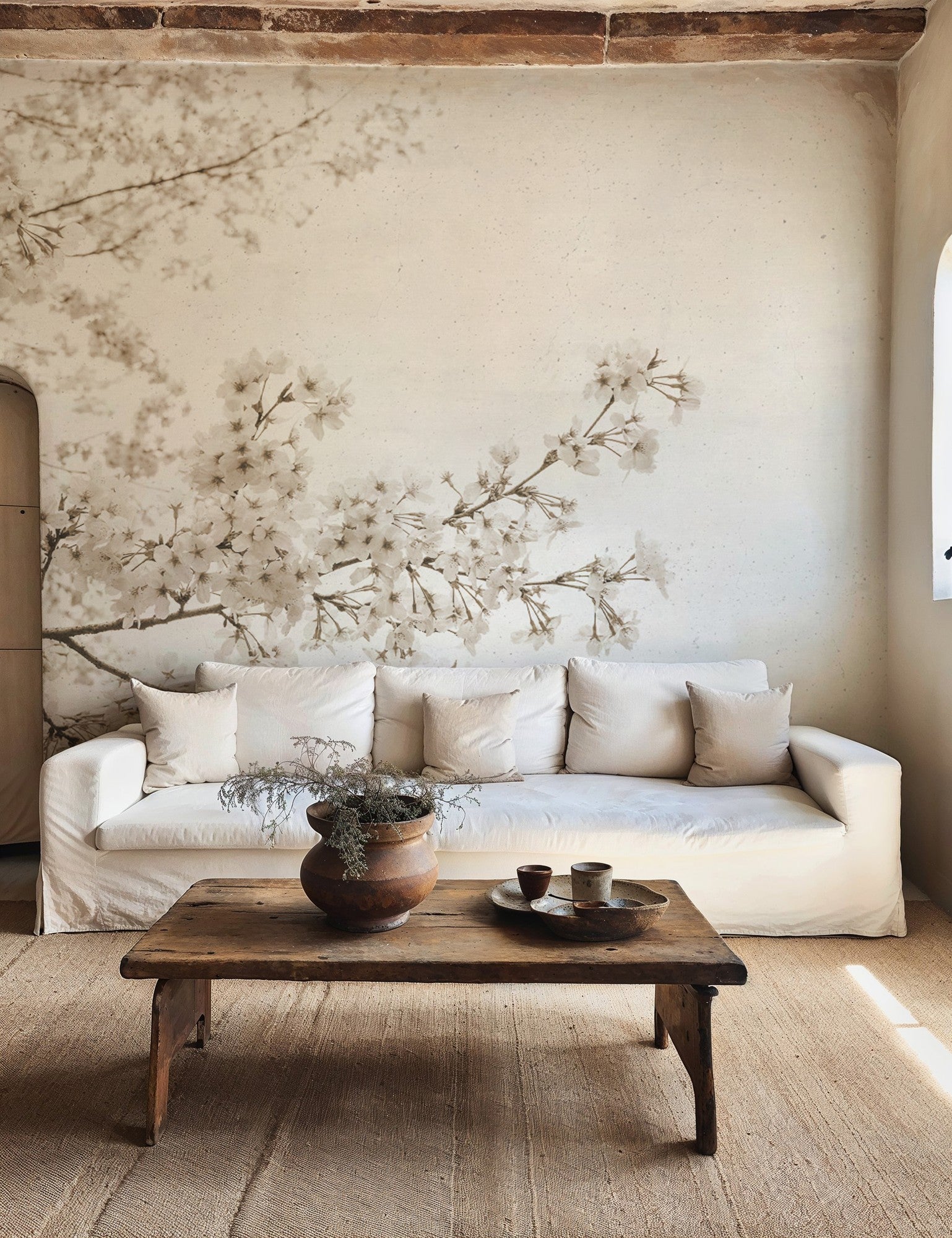 6500305 Blossom Almond Tree Grey Random Papers Mural by Coordonné
