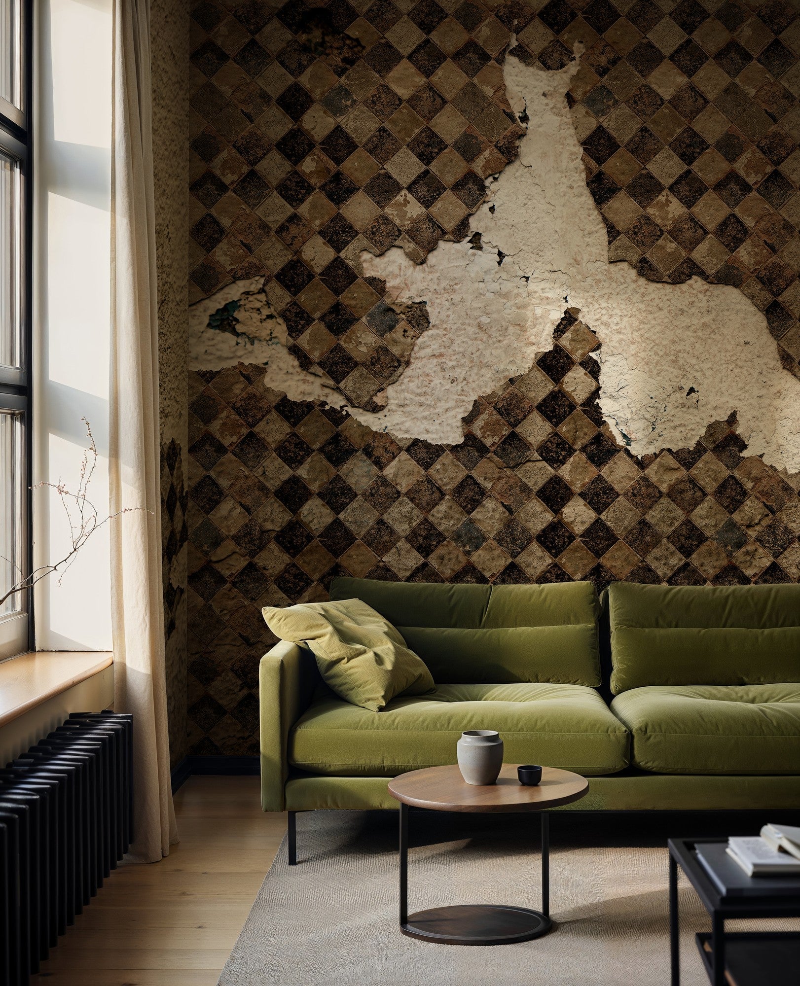6500310 Tiles Broken Wall Brown Random Papers Mural by Coordonné