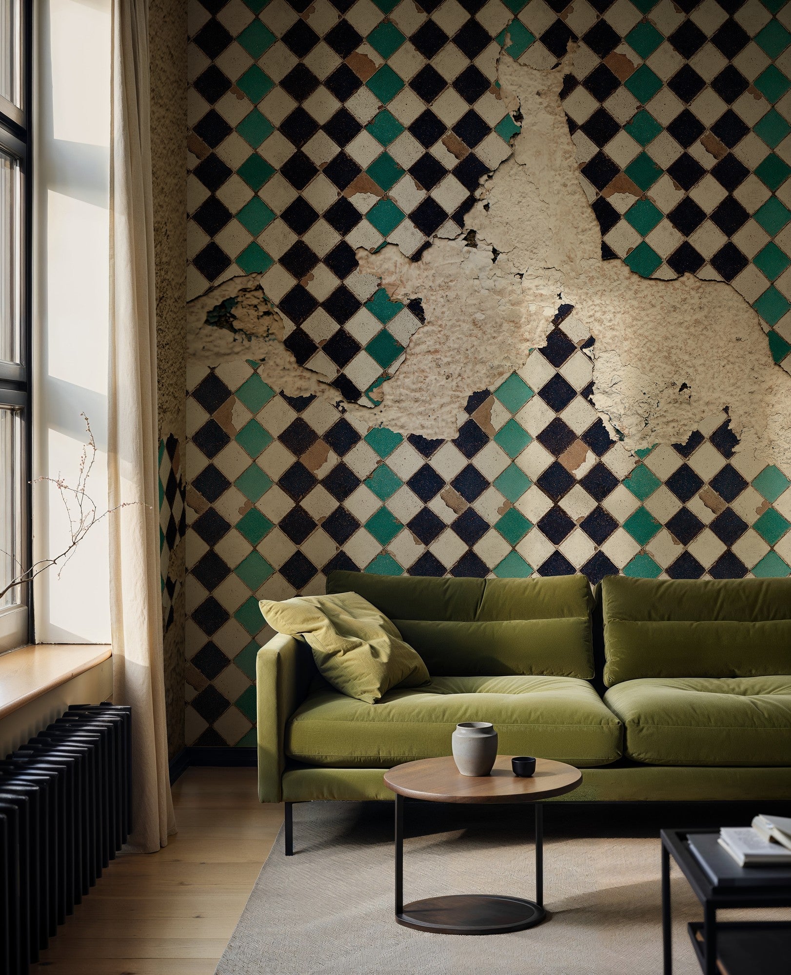 6500311 Tiles Broken Wall Turquoise Random Papers Mural by Coordonné